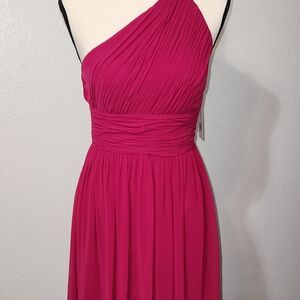 Donna Morgan -Rachel One-Shoulder Chiffon Bridesmaid Dress - Size 0  BERRY NWTS